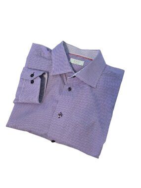 Eton Purple Fine Check Dress Shirt Contemporary Fit Size 18